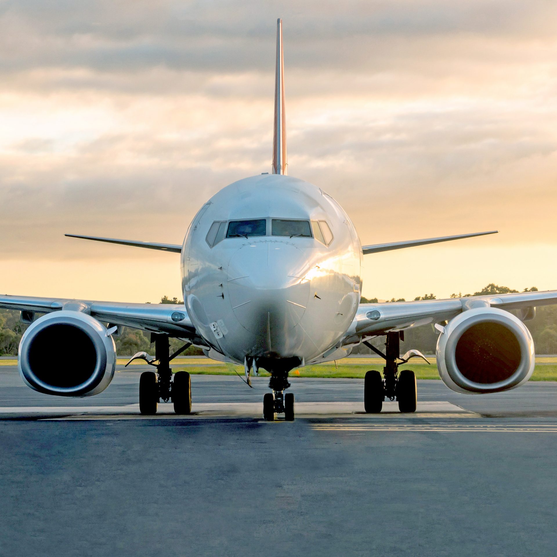 A jetliner taxiing.
